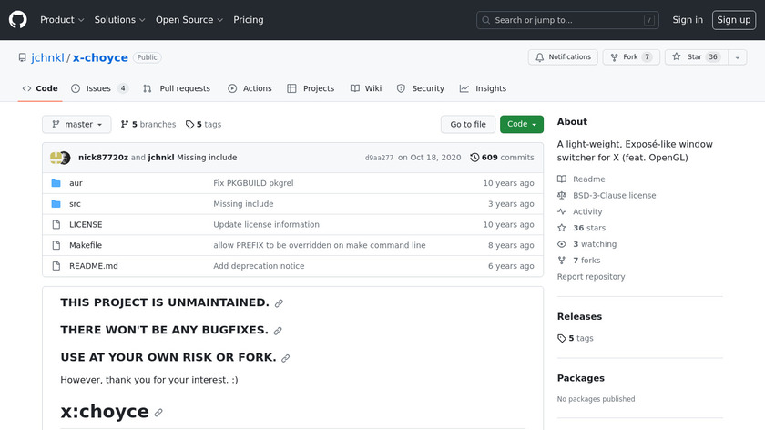 x:choyce Landing Page