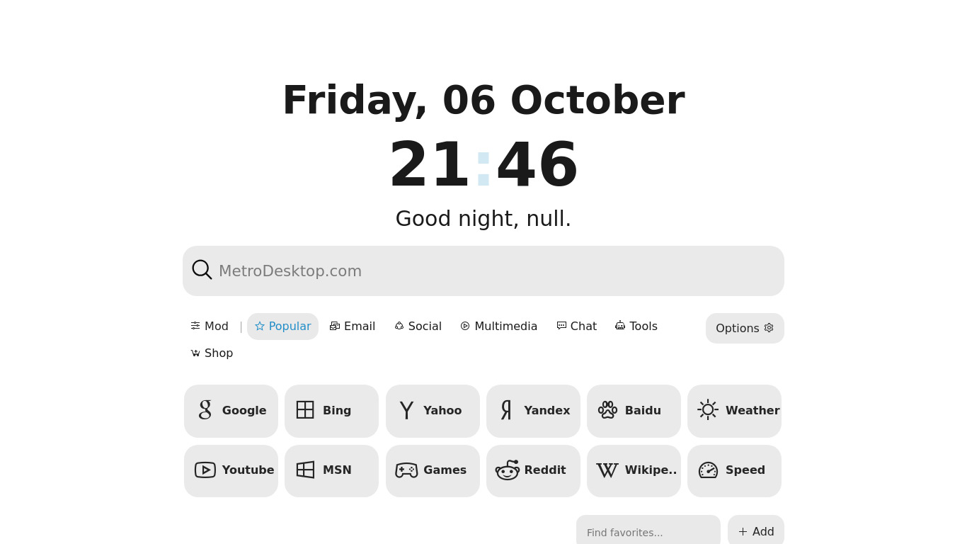 MetroDesktop Landing page