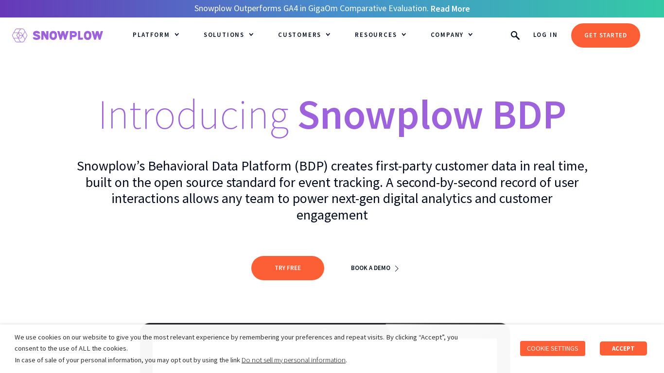 Snowplow Insights Landing page