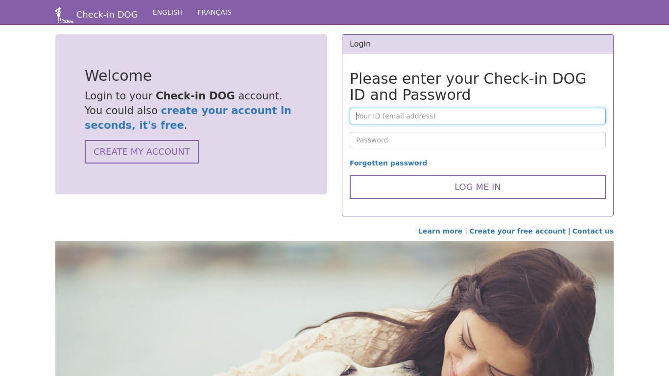 Check-in DOG Landing page