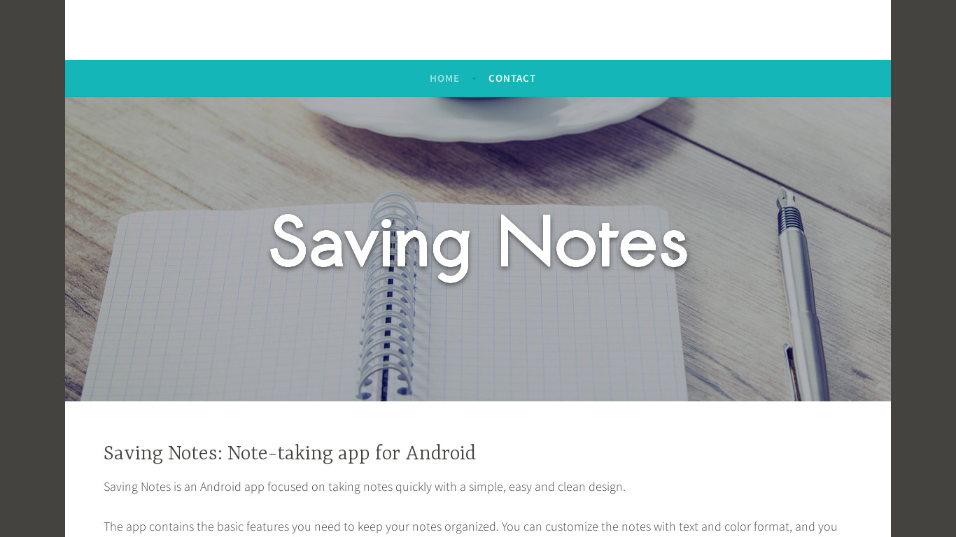 Saving Notes – Notepad Landing page