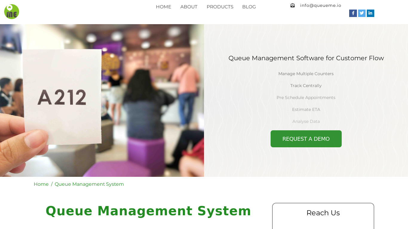 Queueme Yard Management Software Landing page