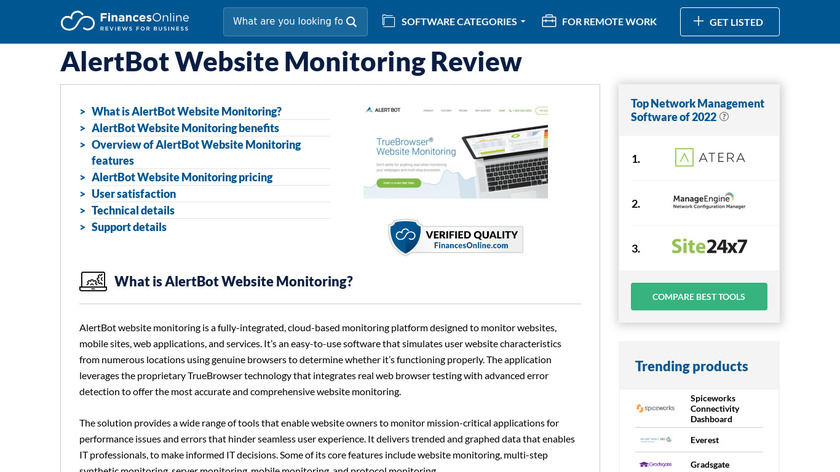 AlertBot Website Monitoring Landing Page