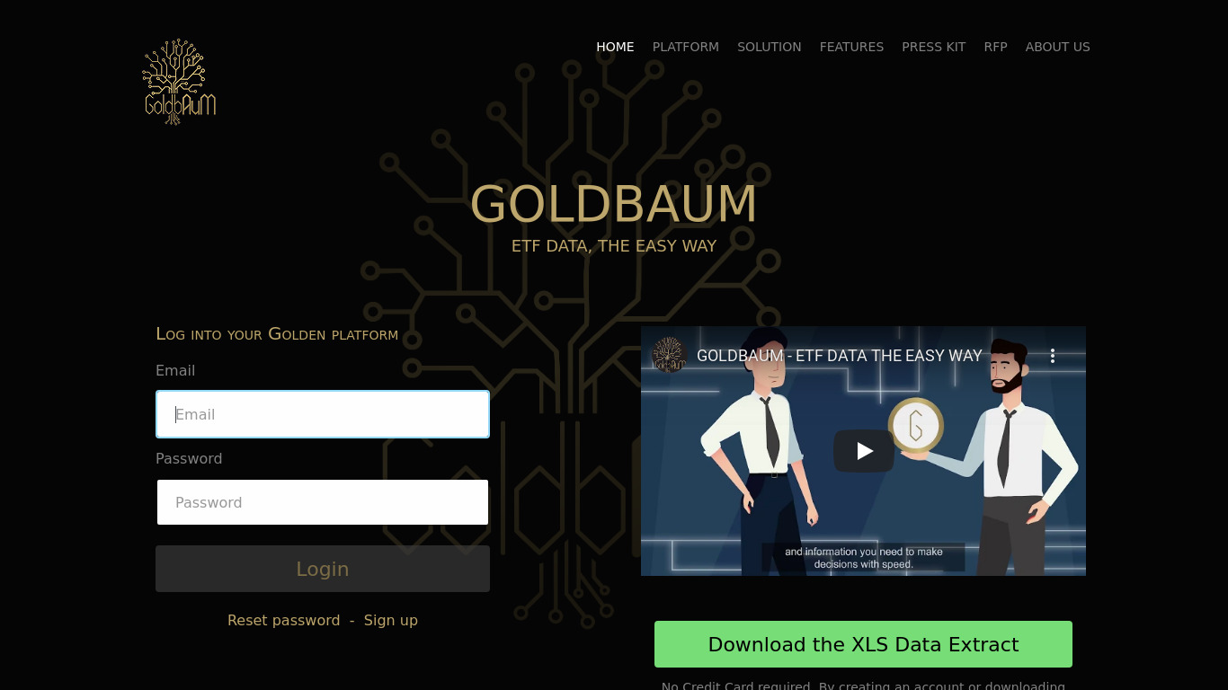Golden.Goldbaum.App Landing page