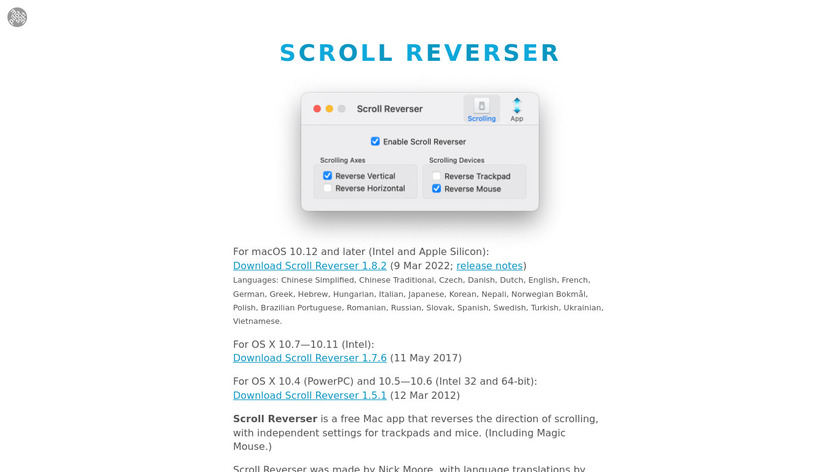 Scroll Reverser Landing Page