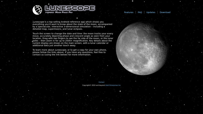 Lunescope Moon Viewer Landing Page