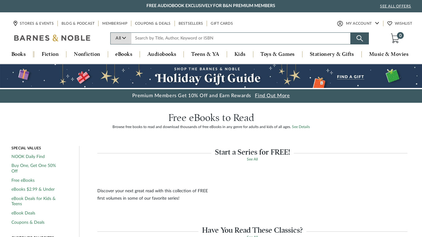 Free Books & Audiobooks Landing page