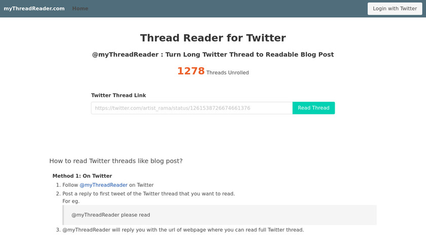 My Thread Reader Landing Page