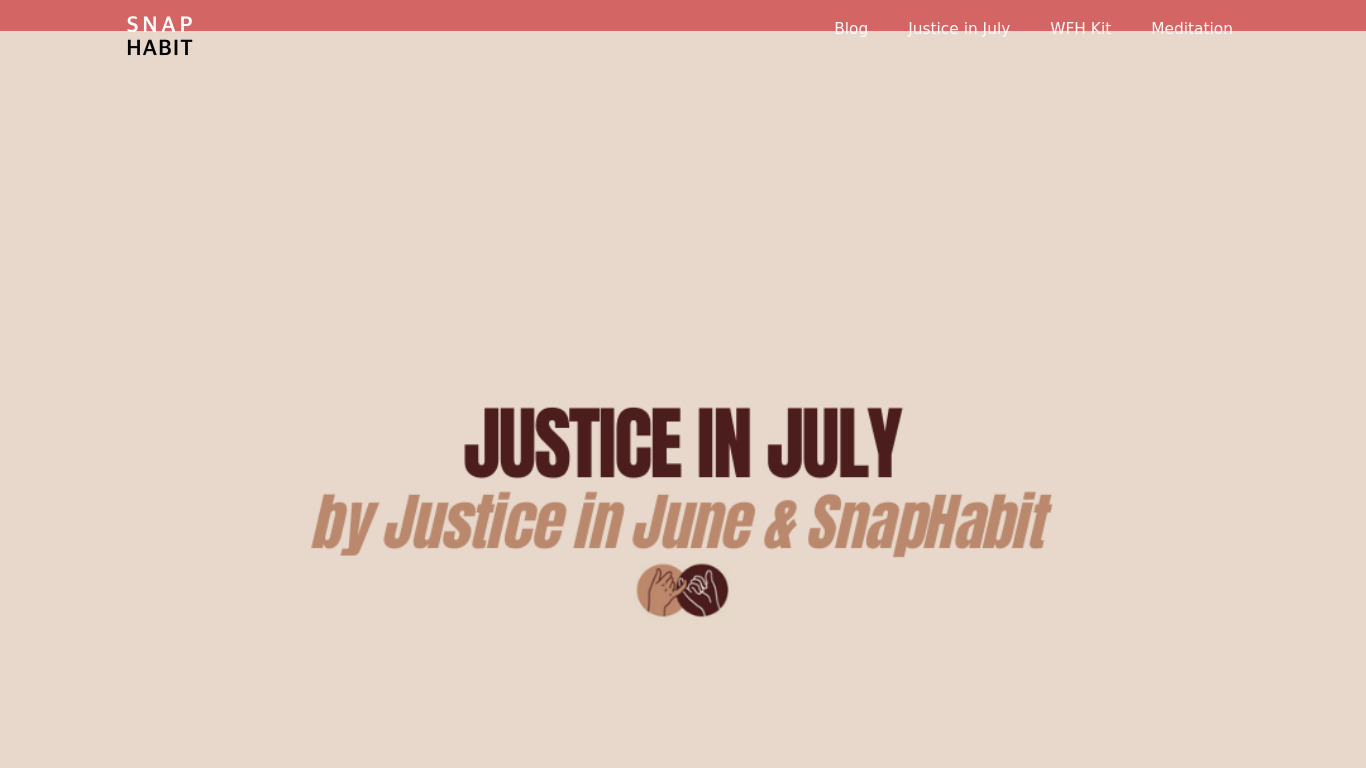 Justice in July Landing page