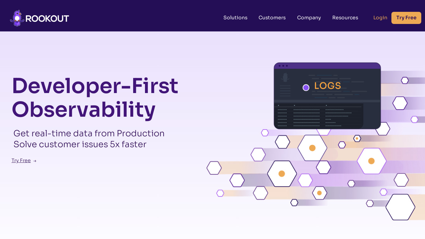 Rookout Landing page