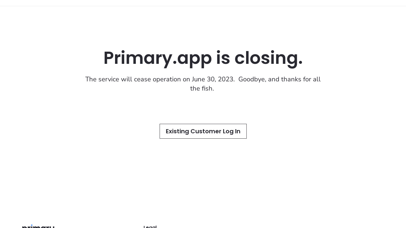 Primary.App Landing page