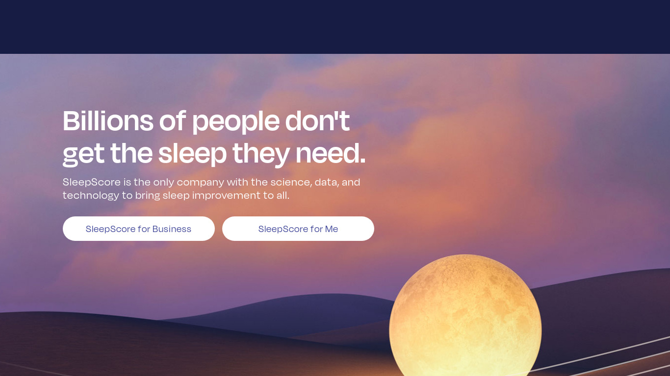 SleepScore Landing page