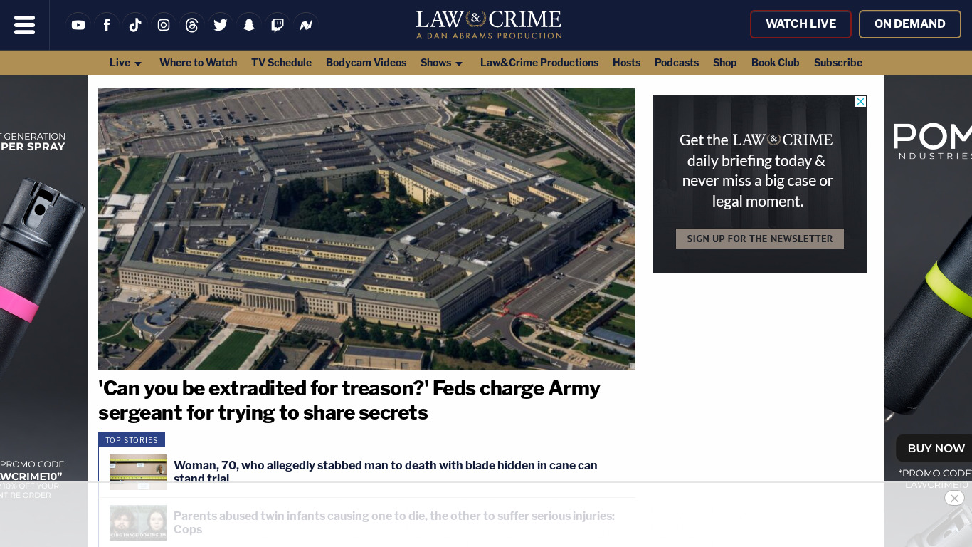 Law & Crime Trial Network Landing page