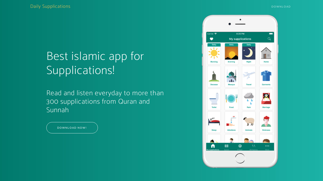 Daily Supplications Landing page