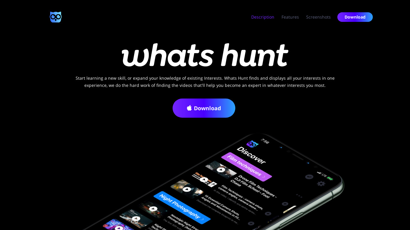 Whats Hunt Landing page