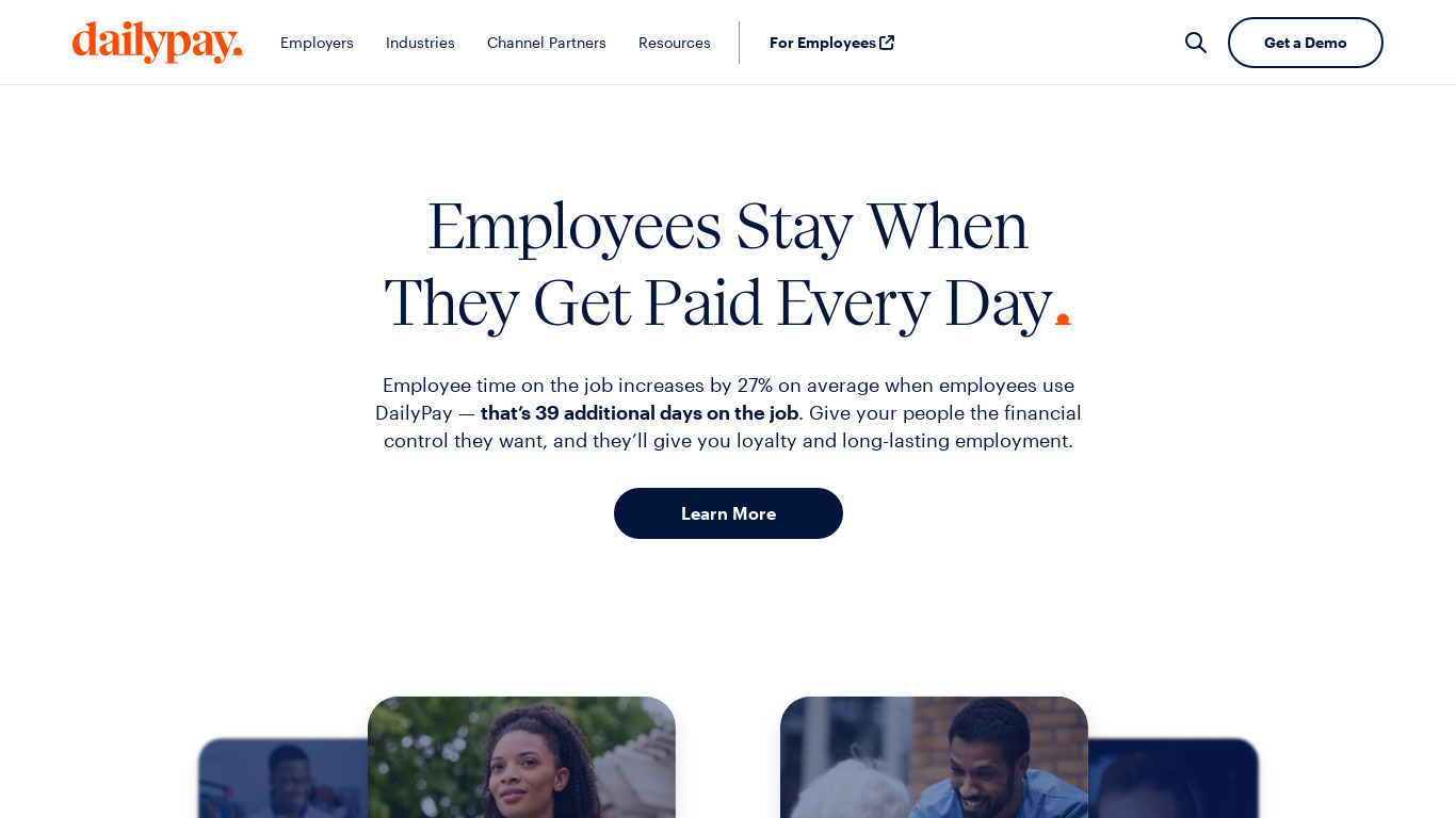 DailyPay Landing page