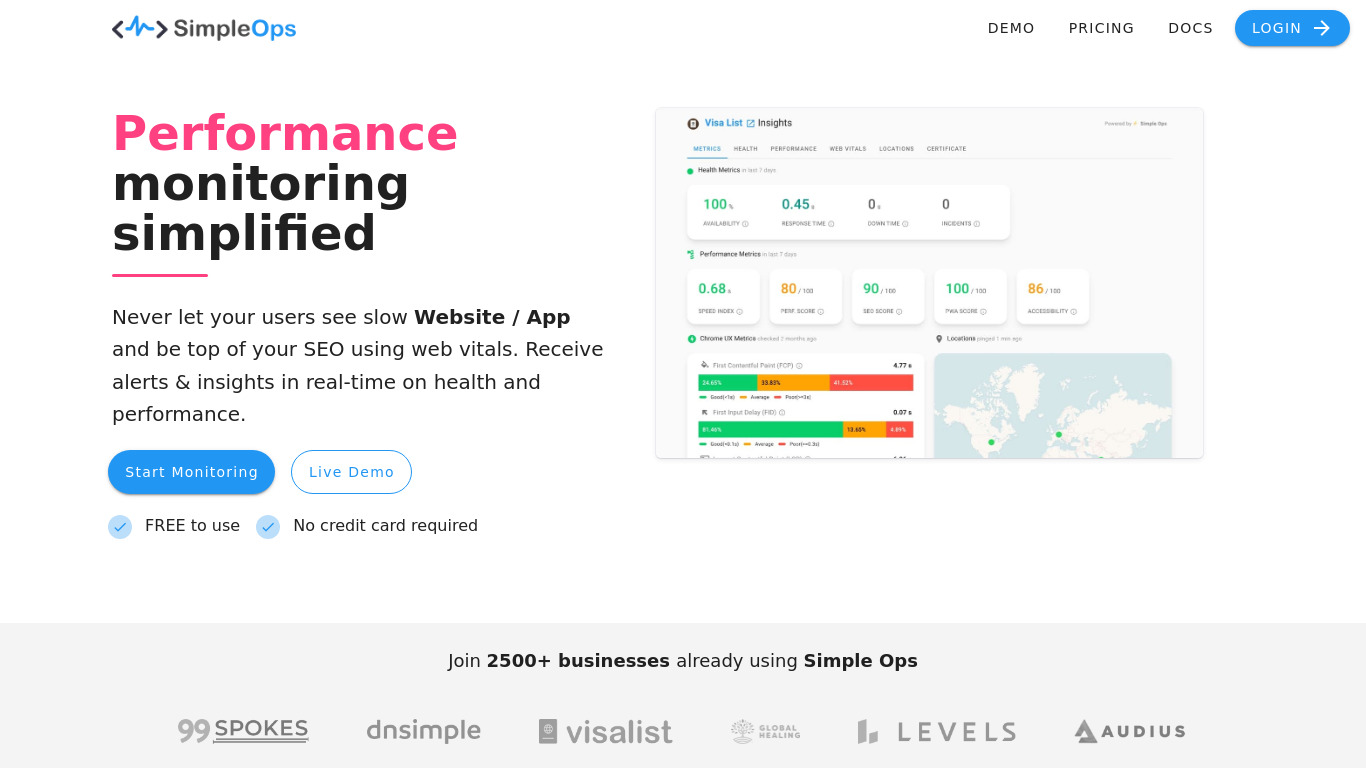 Simple Ops Landing page