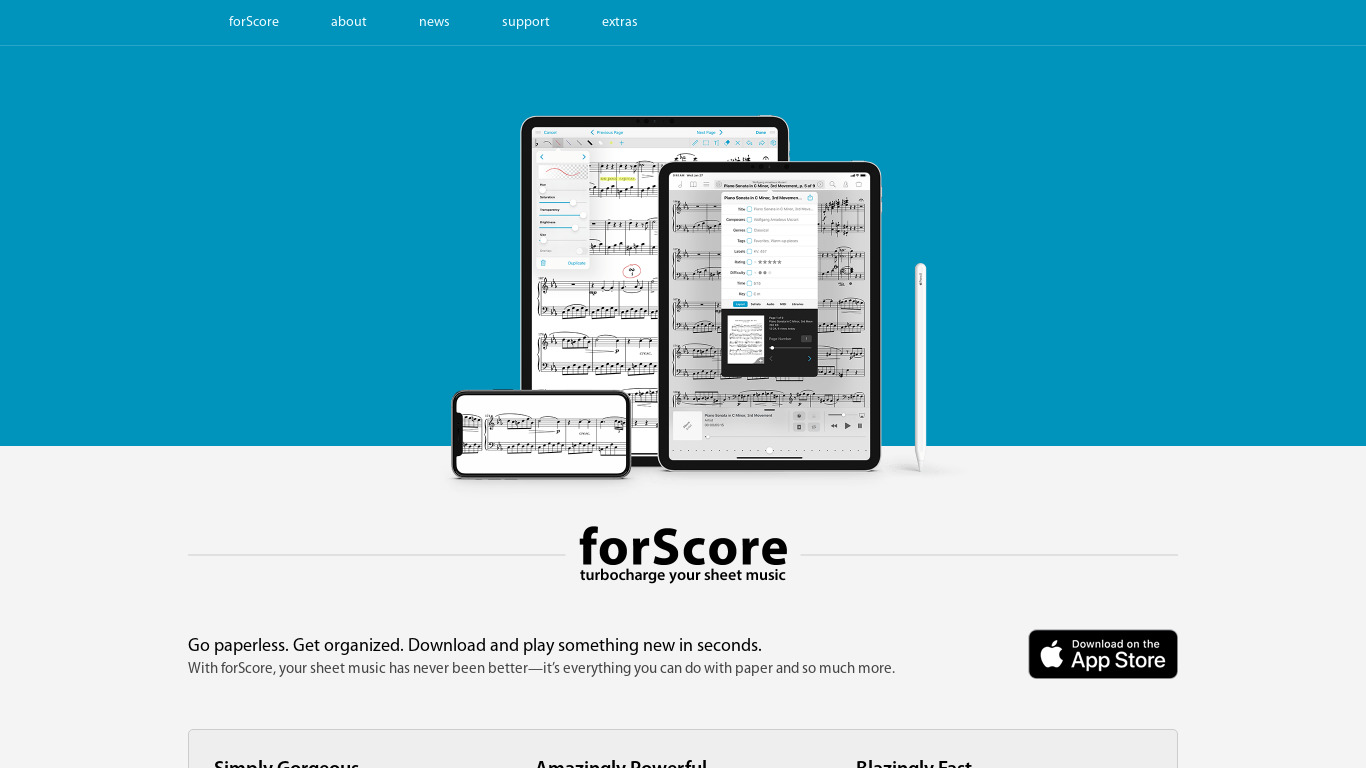 forScore Landing page