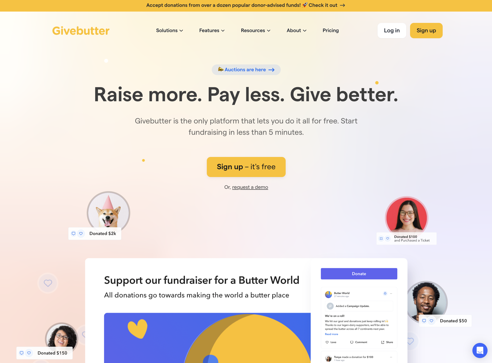 Givebutter Landing page