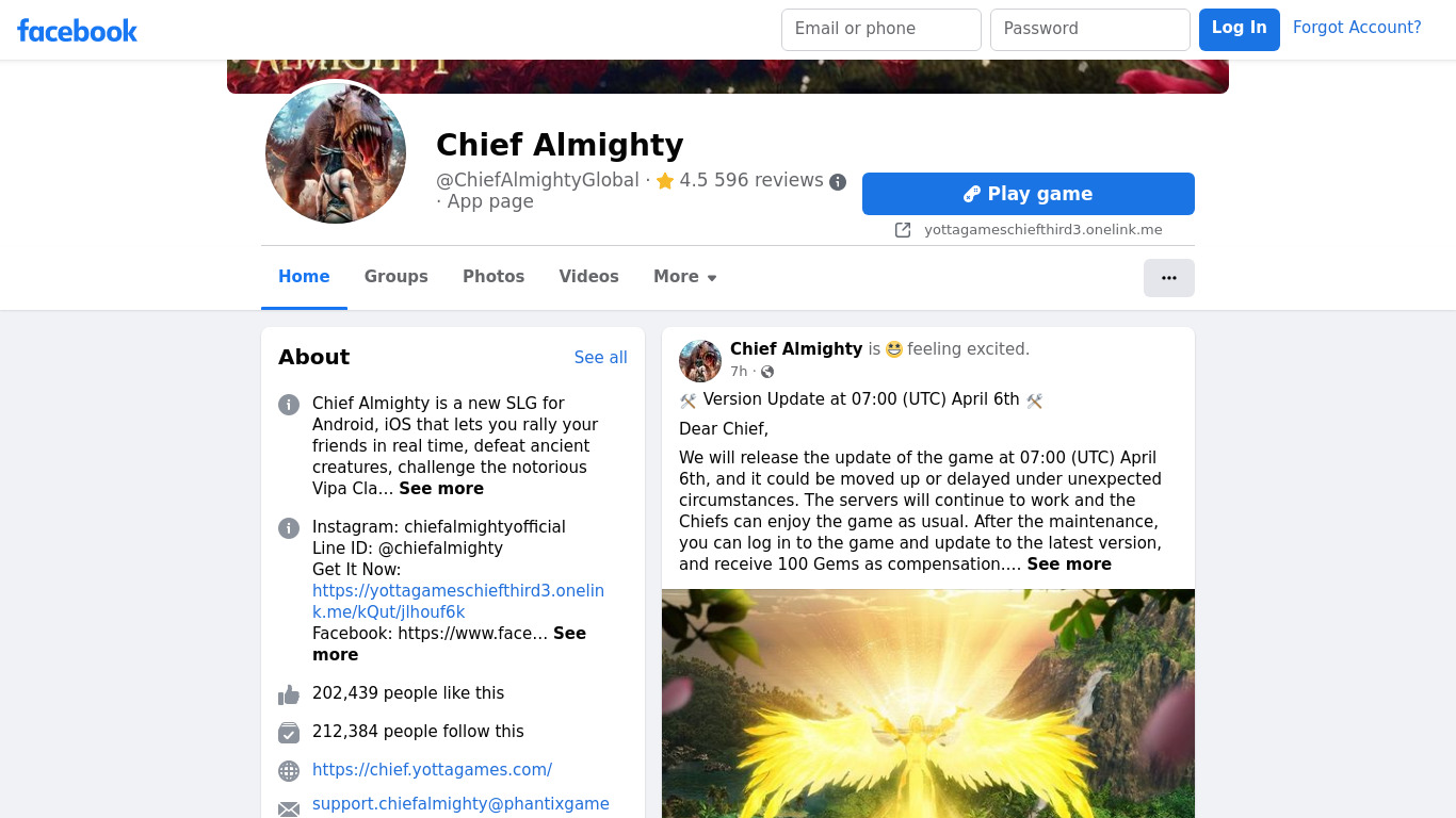 Chief Almighty Landing page