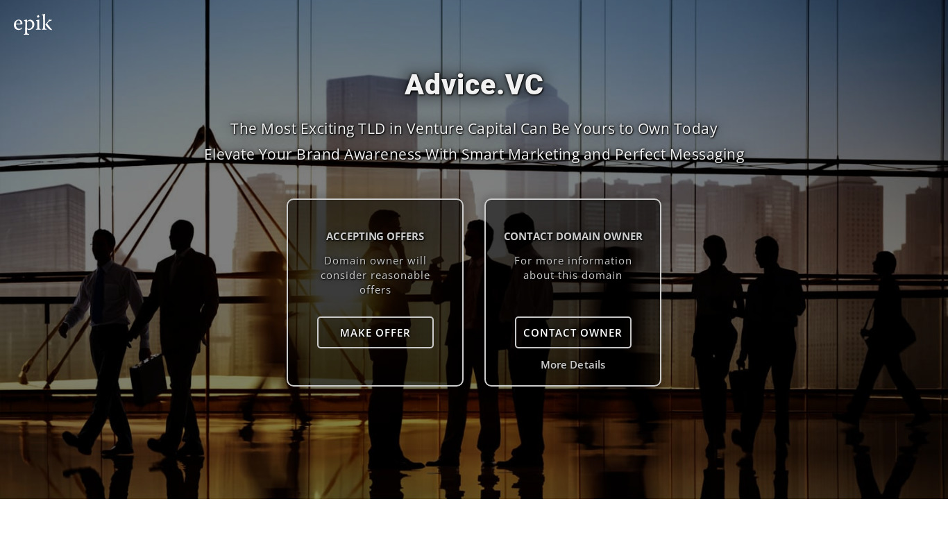Advice.vc Landing page
