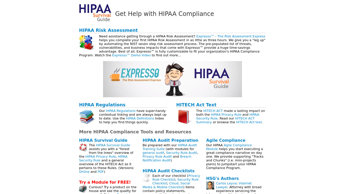 HIPAA Survival Guide Landing page