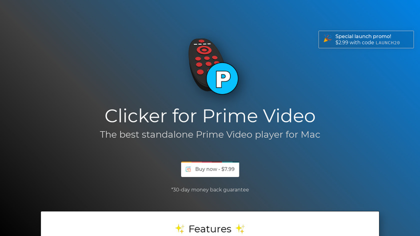 Clicker for Prime Video Landing Page