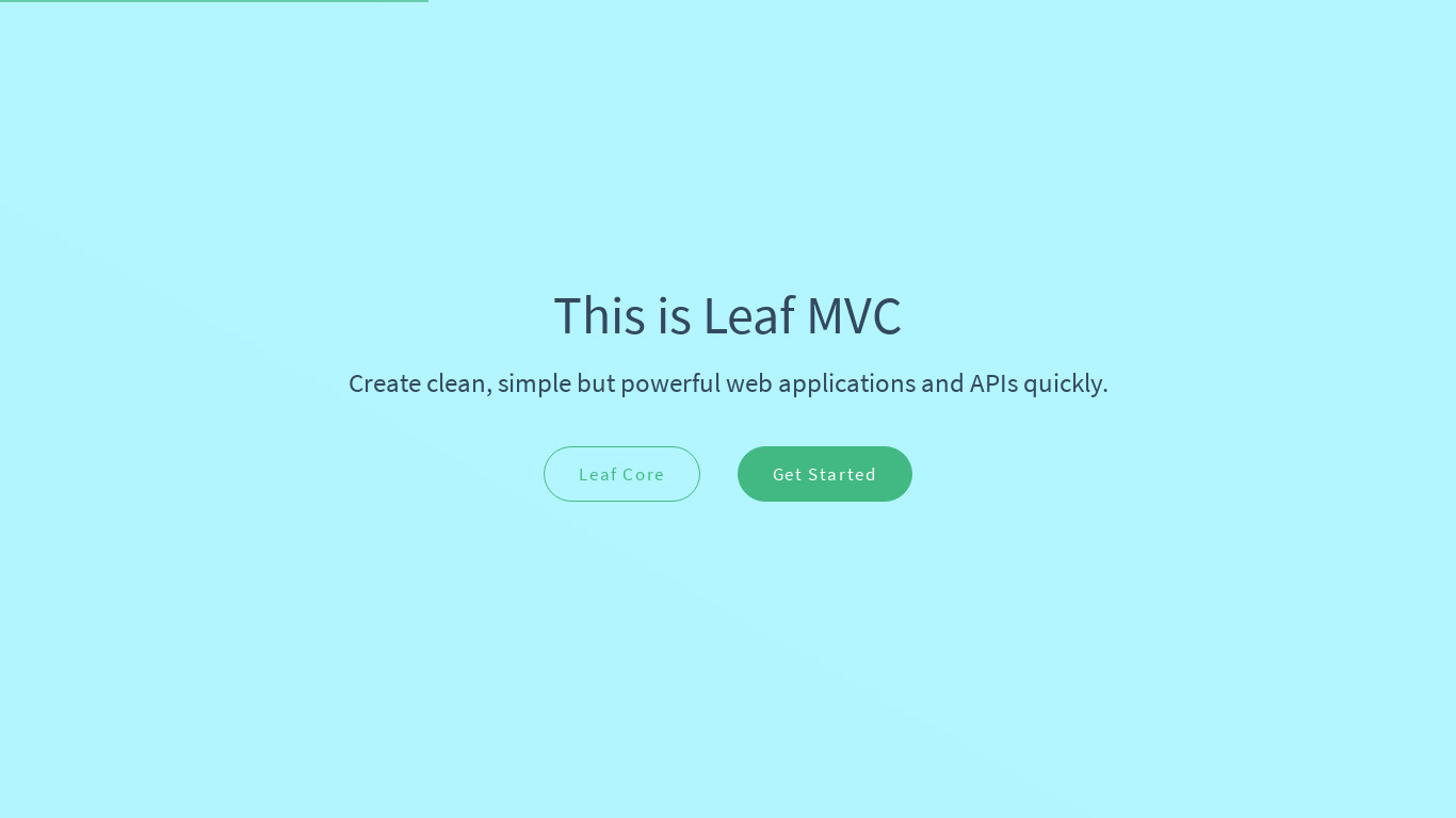 Leaf MVC Framework Landing page