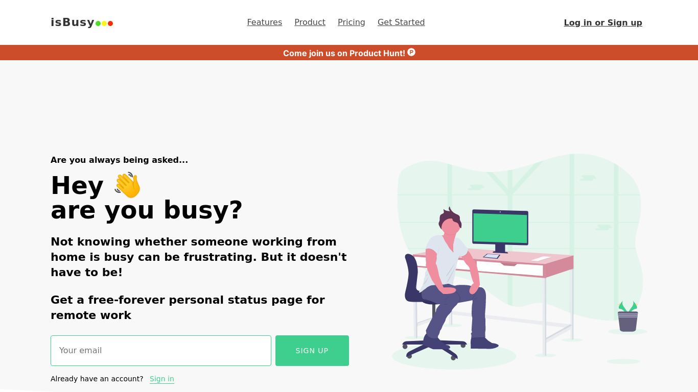 isBusy Landing page