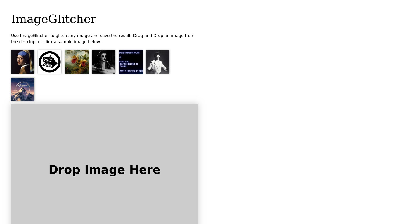 ImageGlitcher.com Landing page