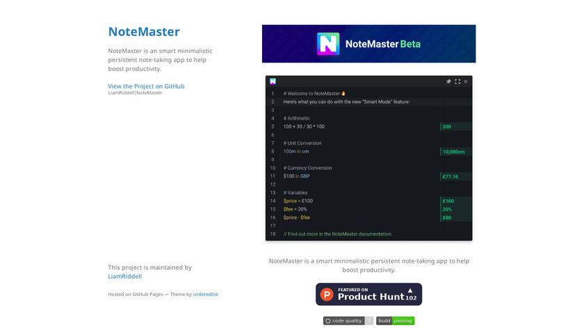 NoteMaster Landing Page