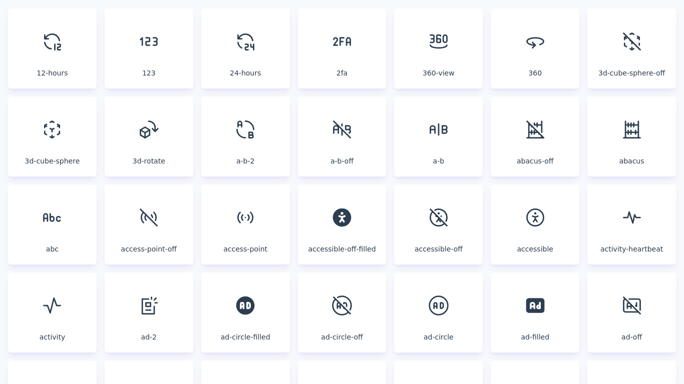 Tabler Icons Landing page