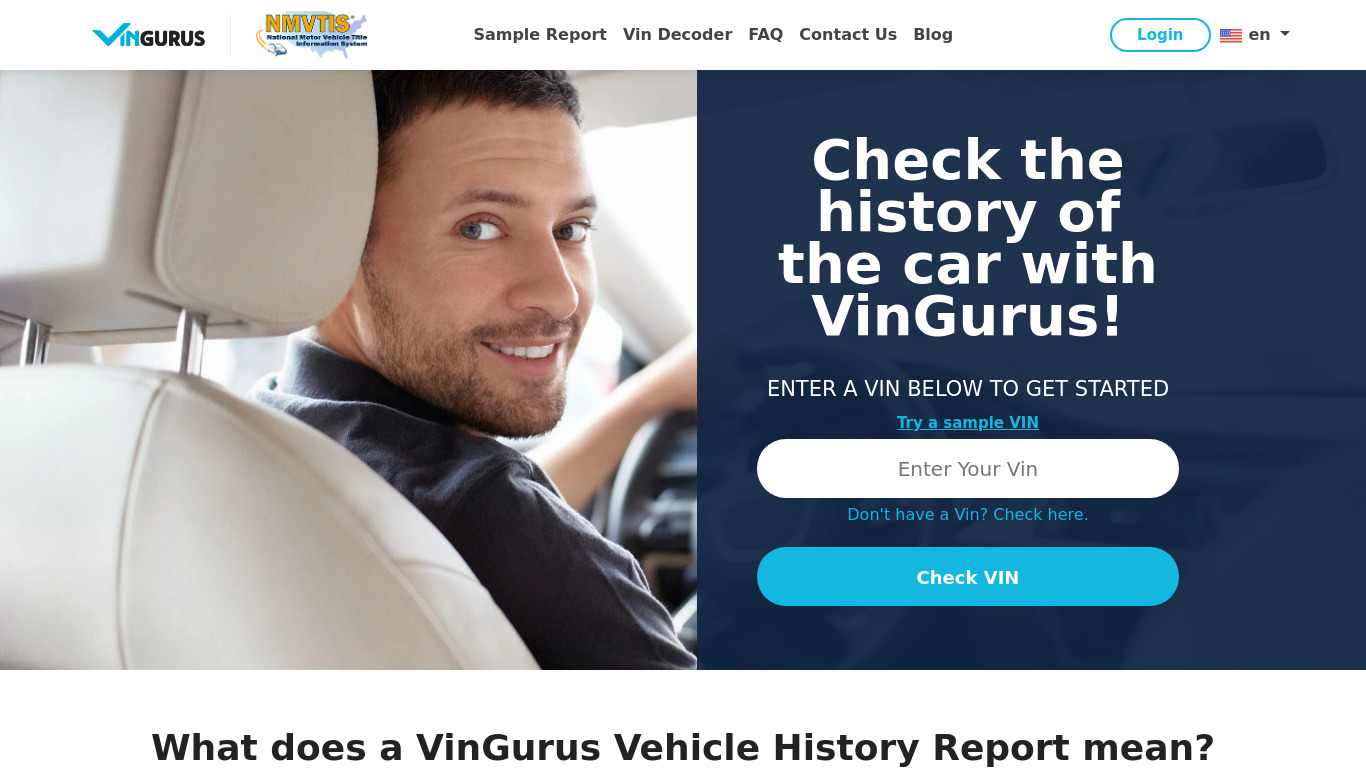 Vingurus.com Landing page