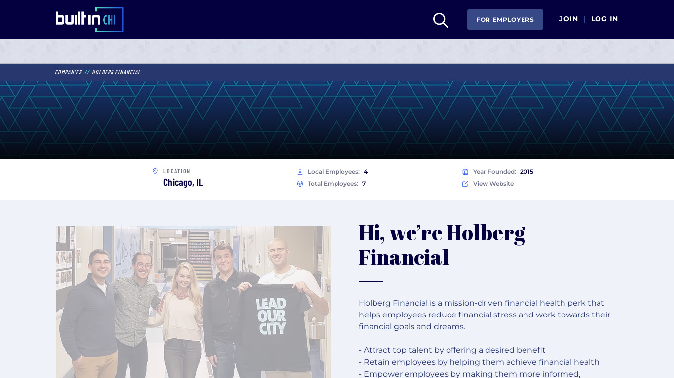 Holberg Financial Landing page