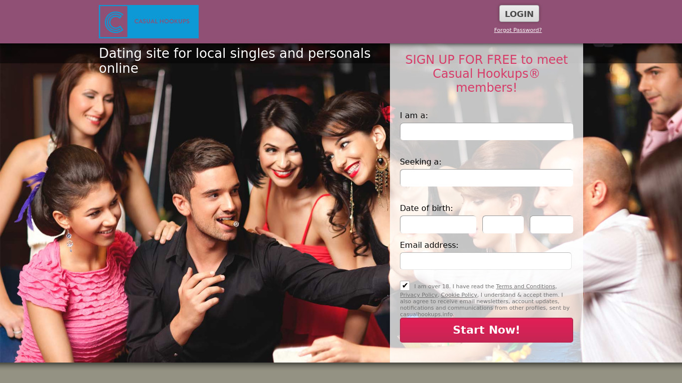 Casual Hookups Landing page