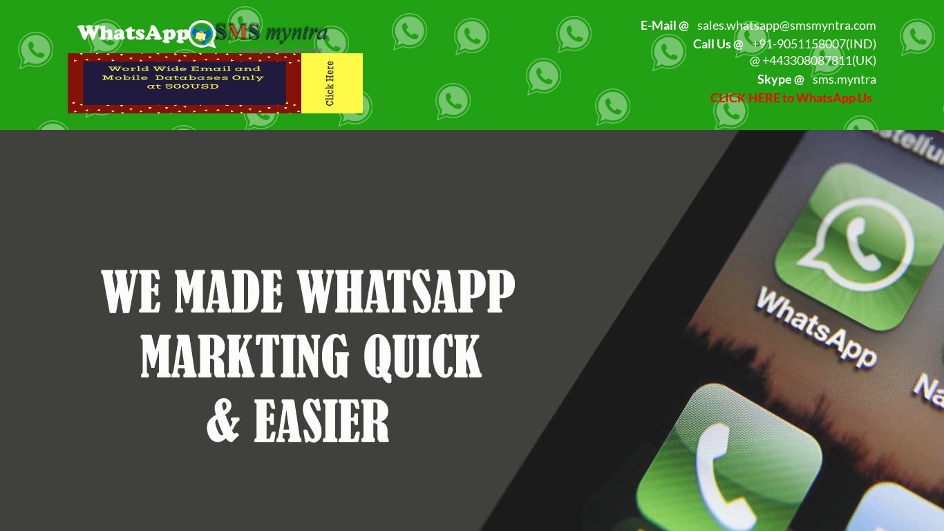 WhatsApp Myntra Landing page