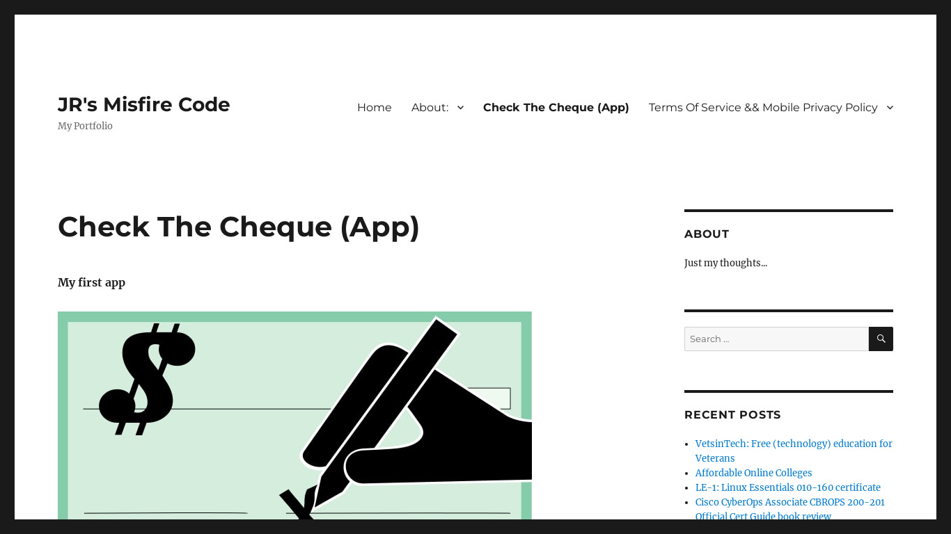 Check The Cheque Landing page