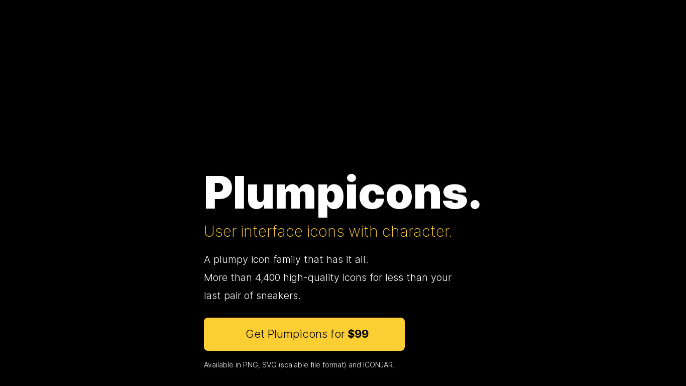 Plumpicons Landing page