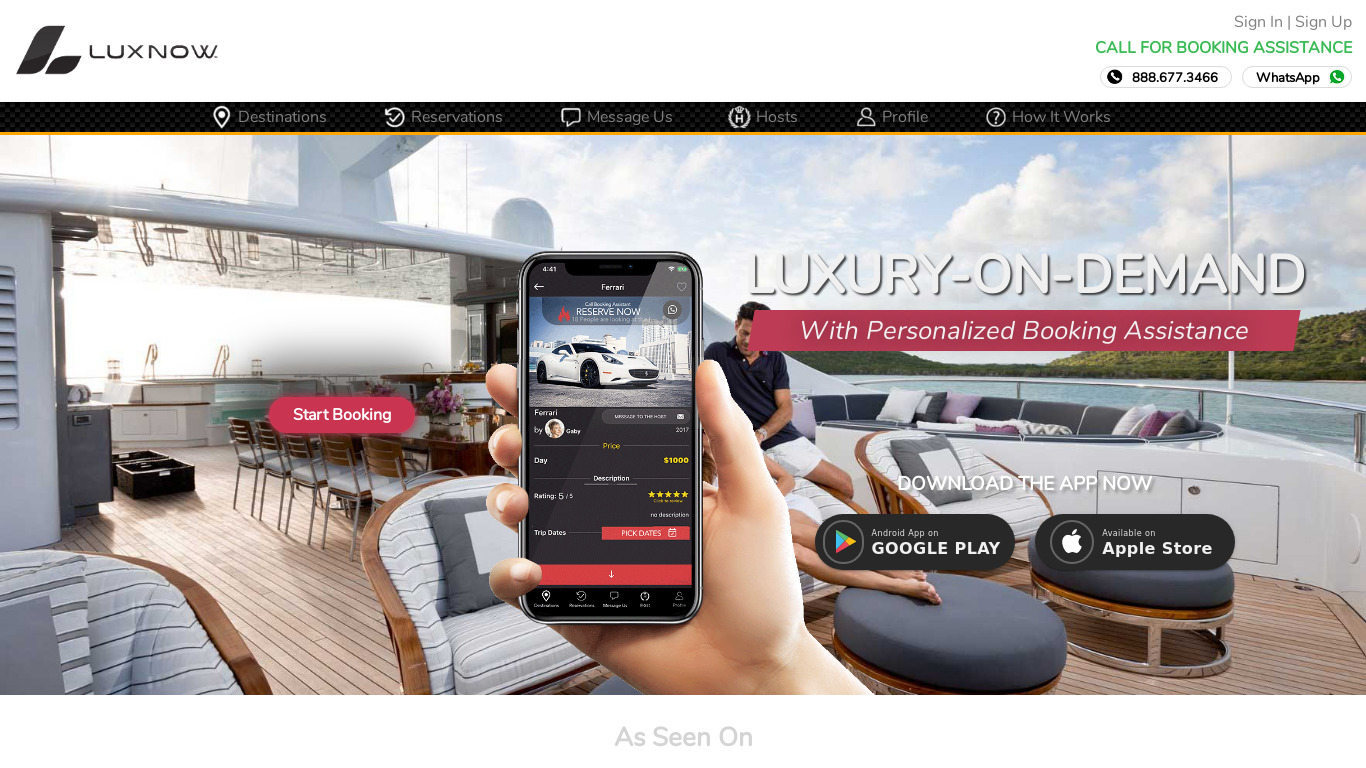 LUXnow Landing page