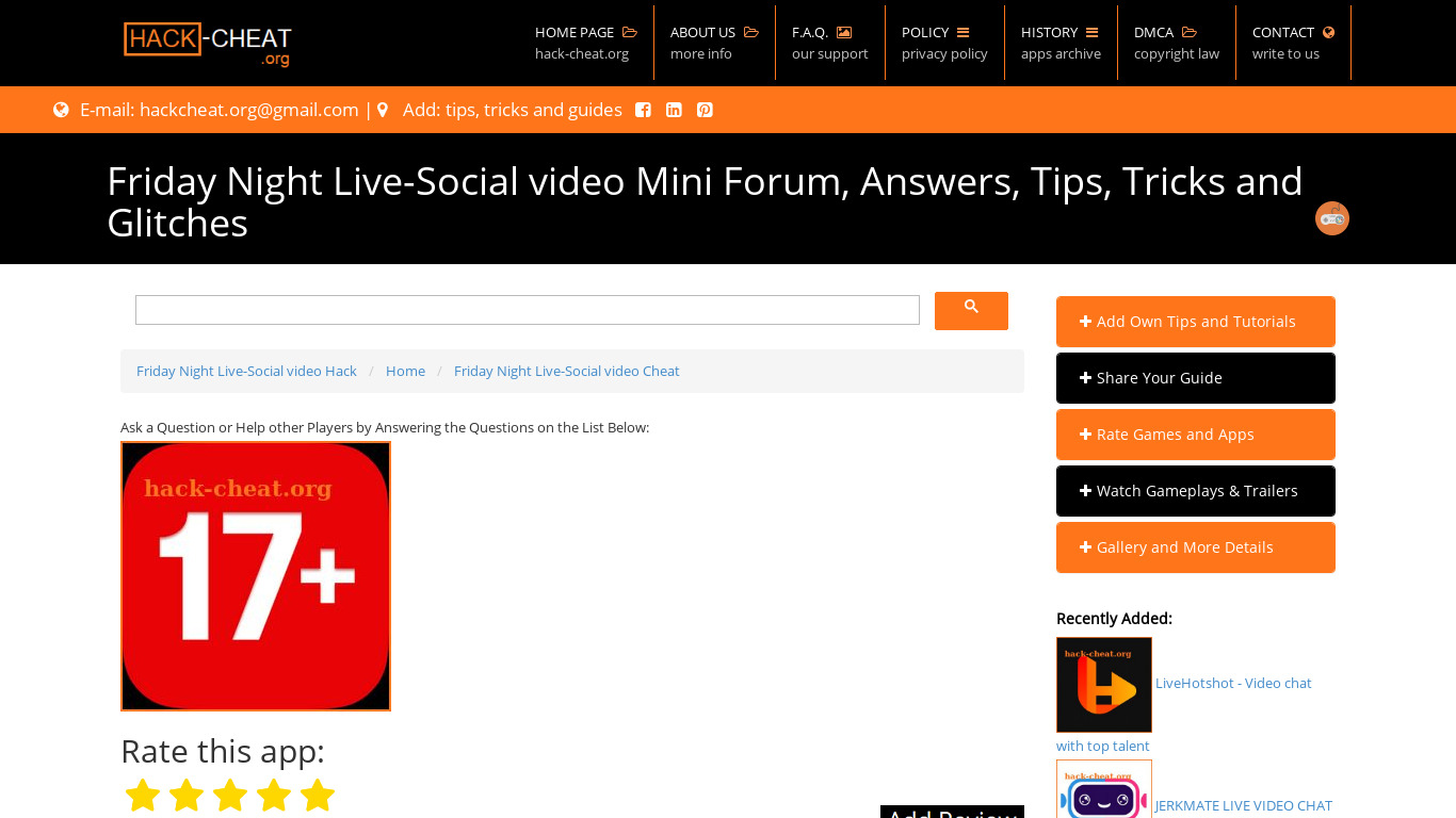 Friday Night Live-Social video Landing page