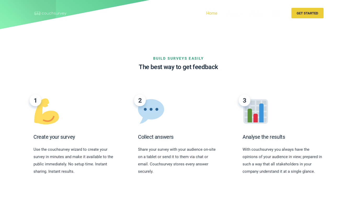 Couchsurvey Landing page