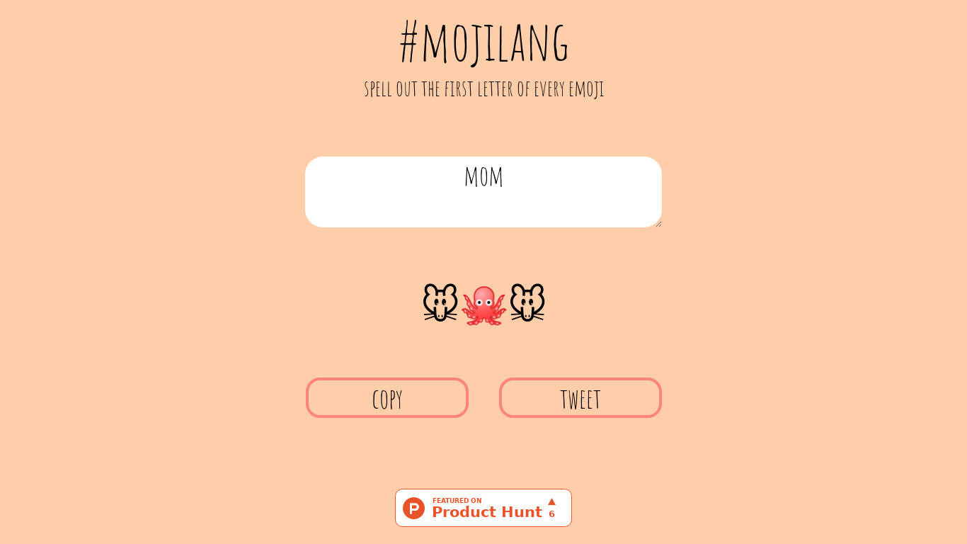 MojiLang Landing page
