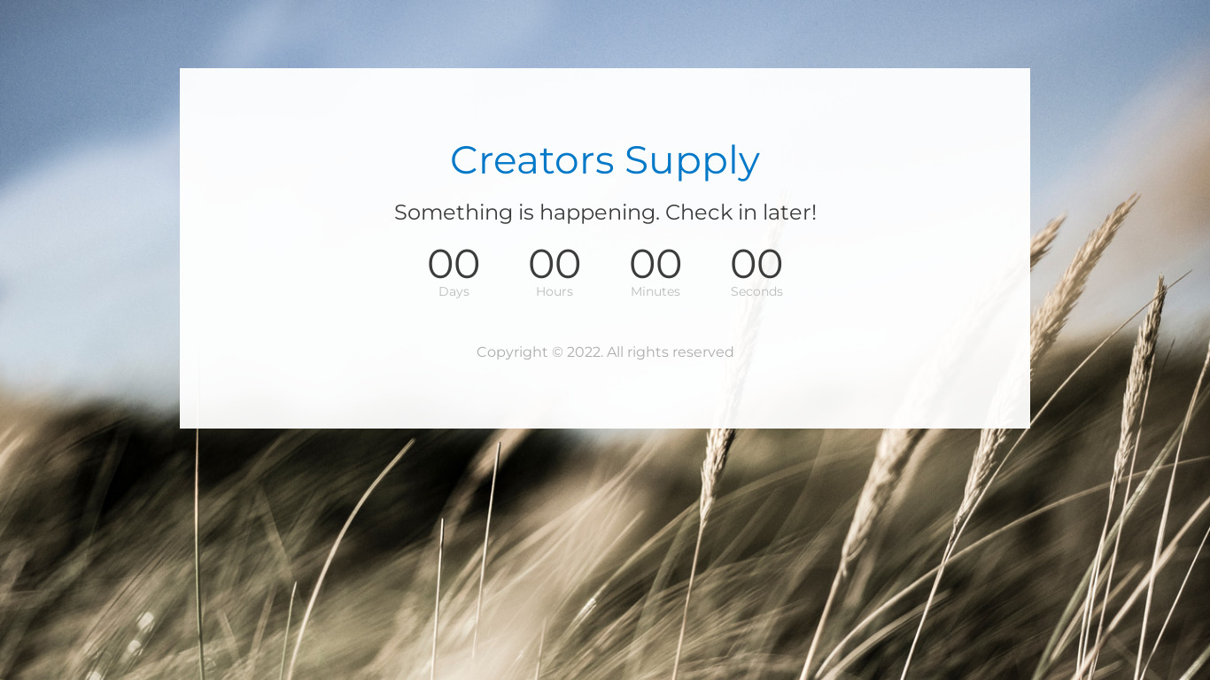 Creators Supply Newsletter Landing page