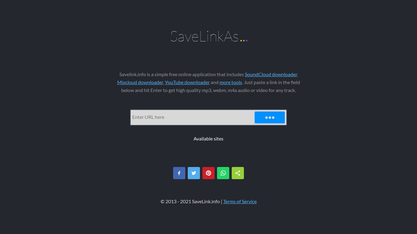 SaveLinkAs Landing page
