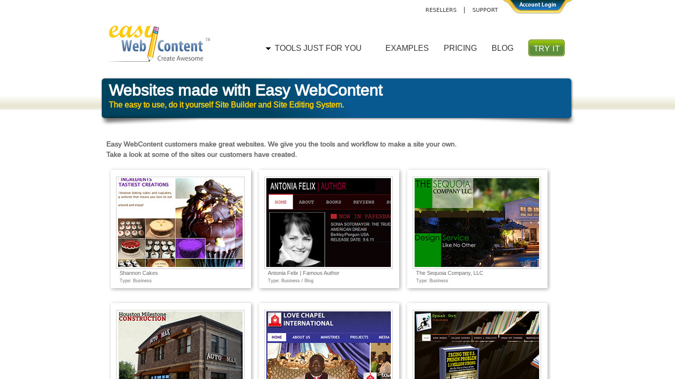 Easy WebContent Landing page
