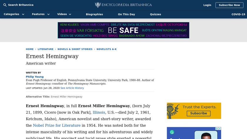 Hemingway Bio Landing Page