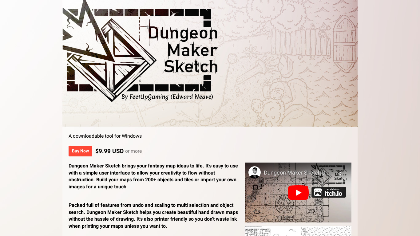 Dungeon Maker Sketch Landing page