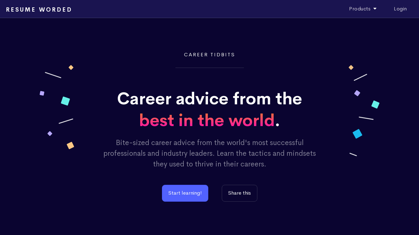 Career Tidbits Landing page