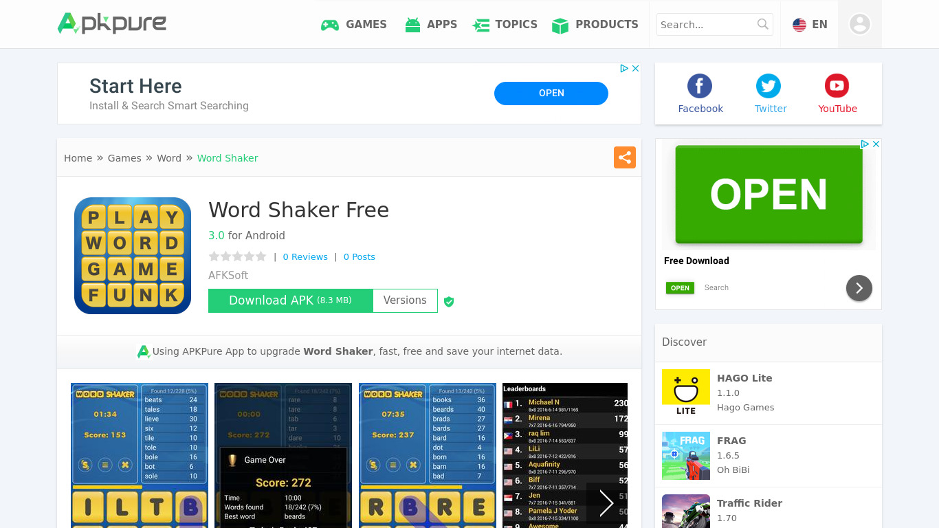 Word Shaker Free Landing page