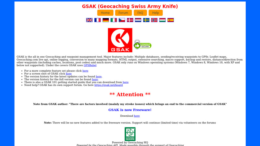 GSAK (Geocaching Swiss Army Knife) Landing Page